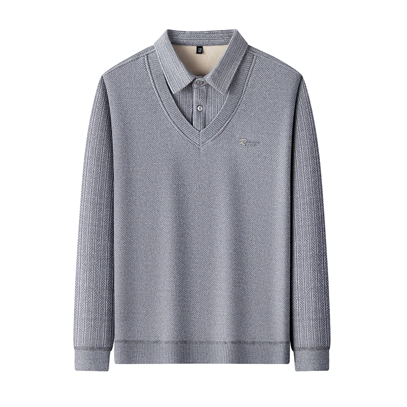 Luxury brand letter embossed sweater fashion fake two-piece striped plush warm knitted lapel pullover business casual men's wear
Luxury brand letter embossed sweater fashion fake two-piece striped plush warm knitted lapel pullover business casual men's wear