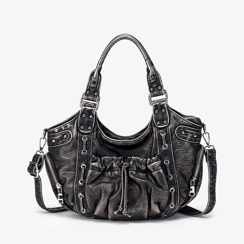 Women's Washed Leather Hobo Bag,Vintage Distressed Shoulder Handbag with Rivet,Adjustable Crossbody Strap,Large Casual Purse
Women's Washed Leather Hobo Bag,Vintage Distressed Shoulder Handbag with Rivet,Adjustable Crossbody Strap,Large Casual Purse