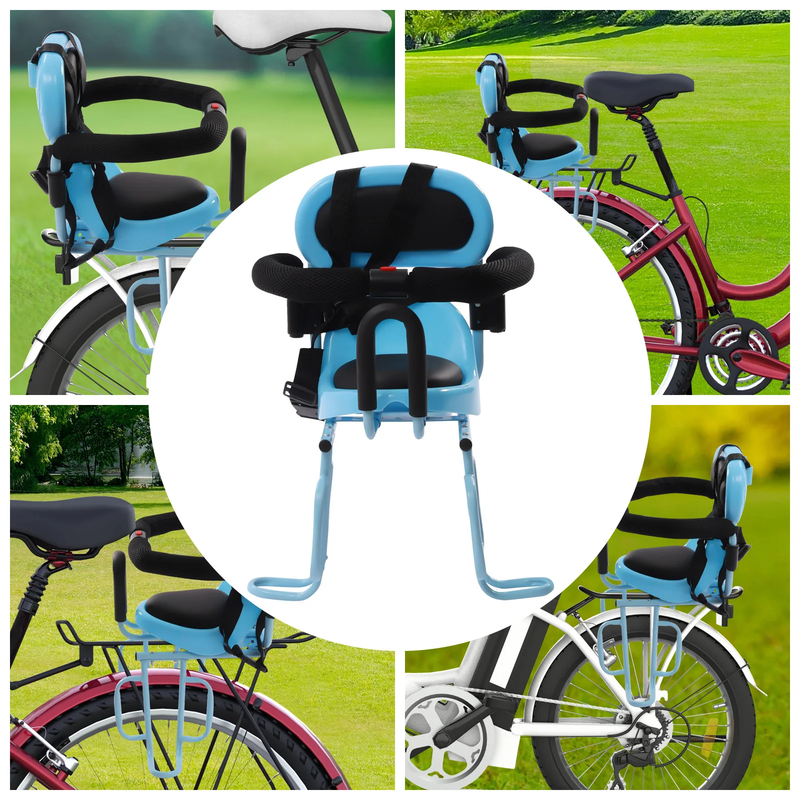 Rear Bike Child Seat Bicycle Child Seat with Seat Belt Removable Seat Two U-shaped Railings Footrest Brackets Blue
Rear Bike Child Seat Bicycle Child Seat with Seat Belt Removable Seat Two U-shaped Railings Footrest Brackets Blue