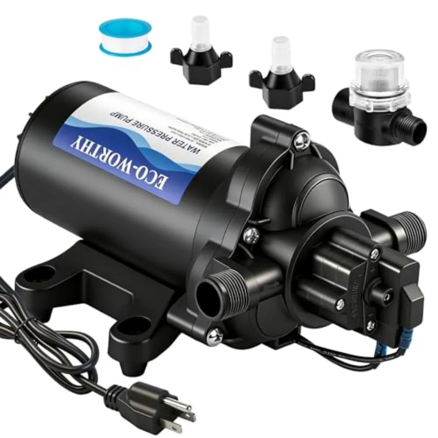 Industrial 33-Series water pressure diaphragm pump for RV, camper, marine, yacht, caravan kitchen and bathroom; durable plastic
Industrial 33-Series water pressure diaphragm pump for RV, camper, marine, yacht, caravan kitchen and bathroom; durable plastic