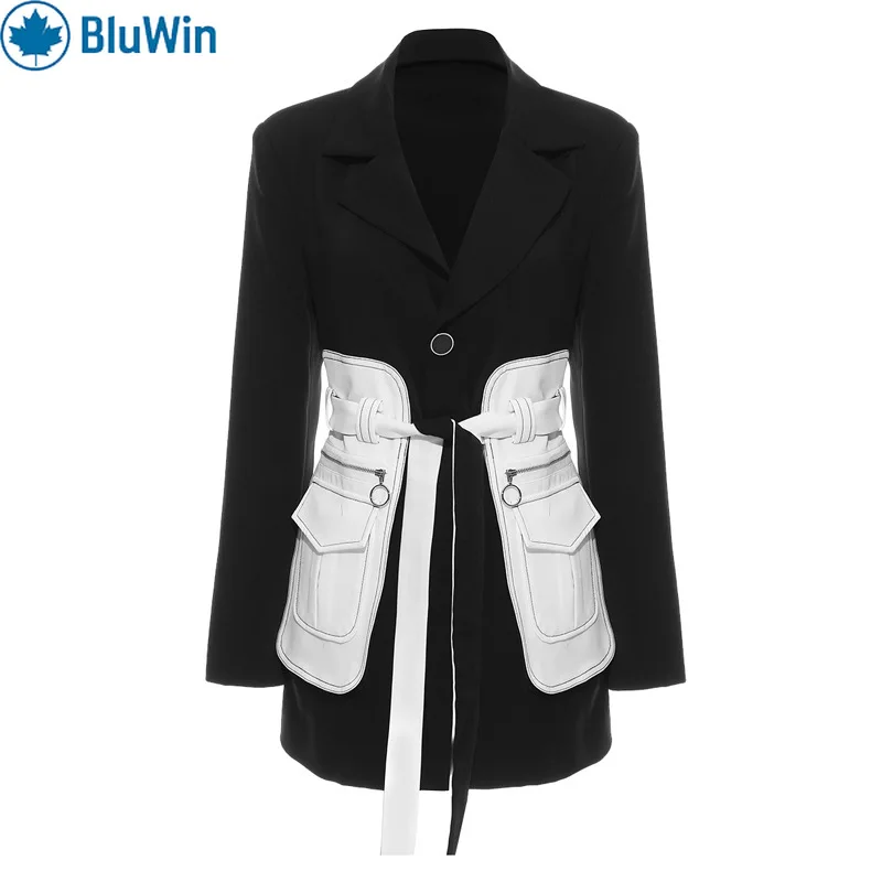 BluWin Vintage Film Эстетический черно-белый блейзер с цветными блоками — куртка средней длины с завязкой на талии Street Chic
BluWin Vintage Film Эстетический черно-белый блейзер с цветными блоками — куртка средней длины с завязкой на талии Street Chic