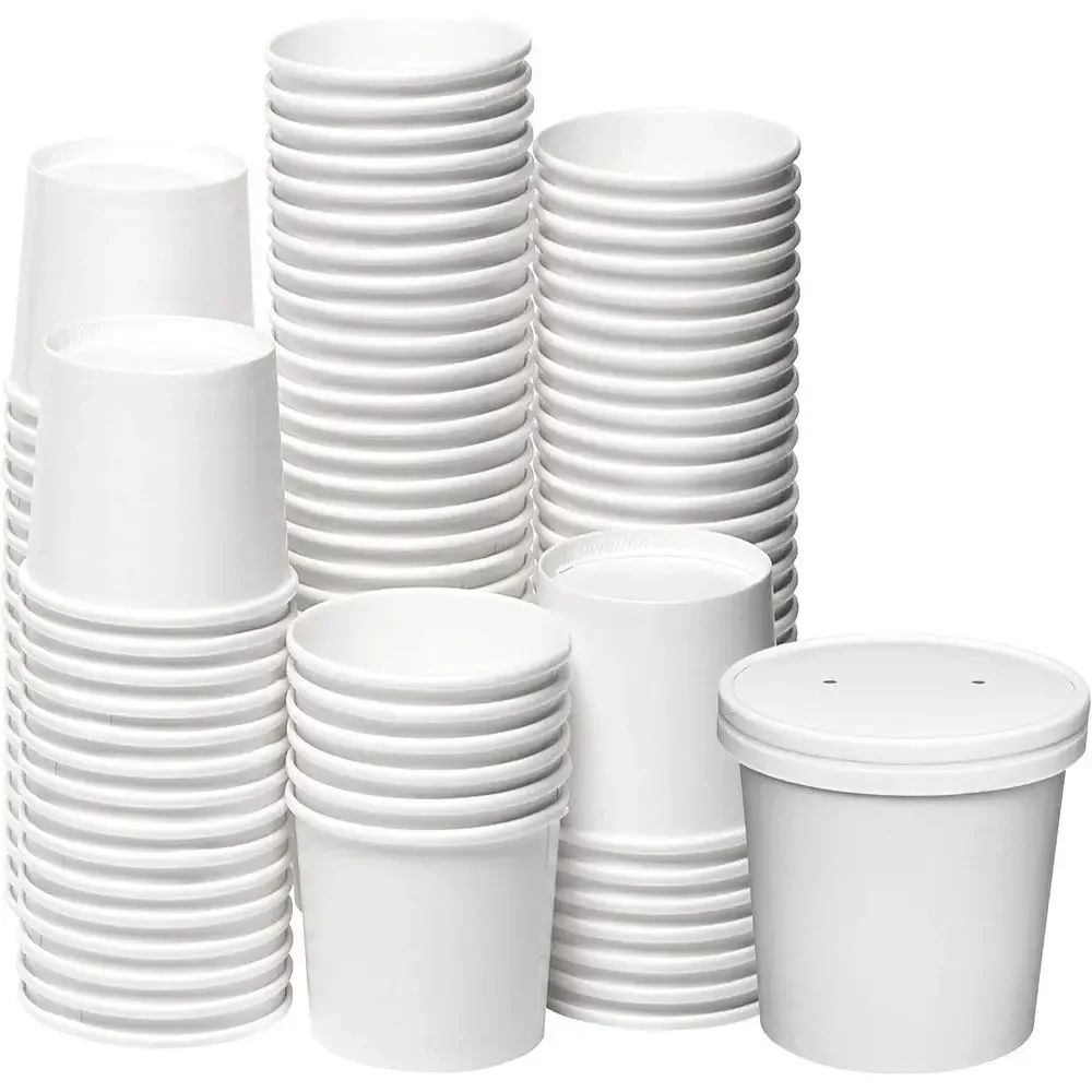 250-Pack White Paper Food Containers with Vented Lids, Ideal for Hot Soup and Ice Cream (16oz)
250-Pack White Paper Food Containers with Vented Lids, Ideal for Hot Soup and Ice Cream (16oz)