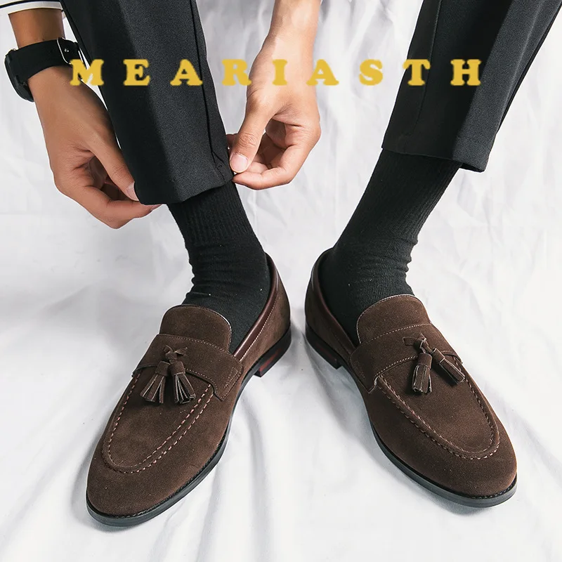 Классические мужские лоферы с кисточками, замшевая кожа без шнуровки, деловая обувь для свиданий, мужская качественная обувь ручной работы для вождения 
Классические мужские лоферы с кисточками, замшевая кожа без шнуровки, деловая обувь для свиданий, мужская качественная обувь ручной работы для вождения