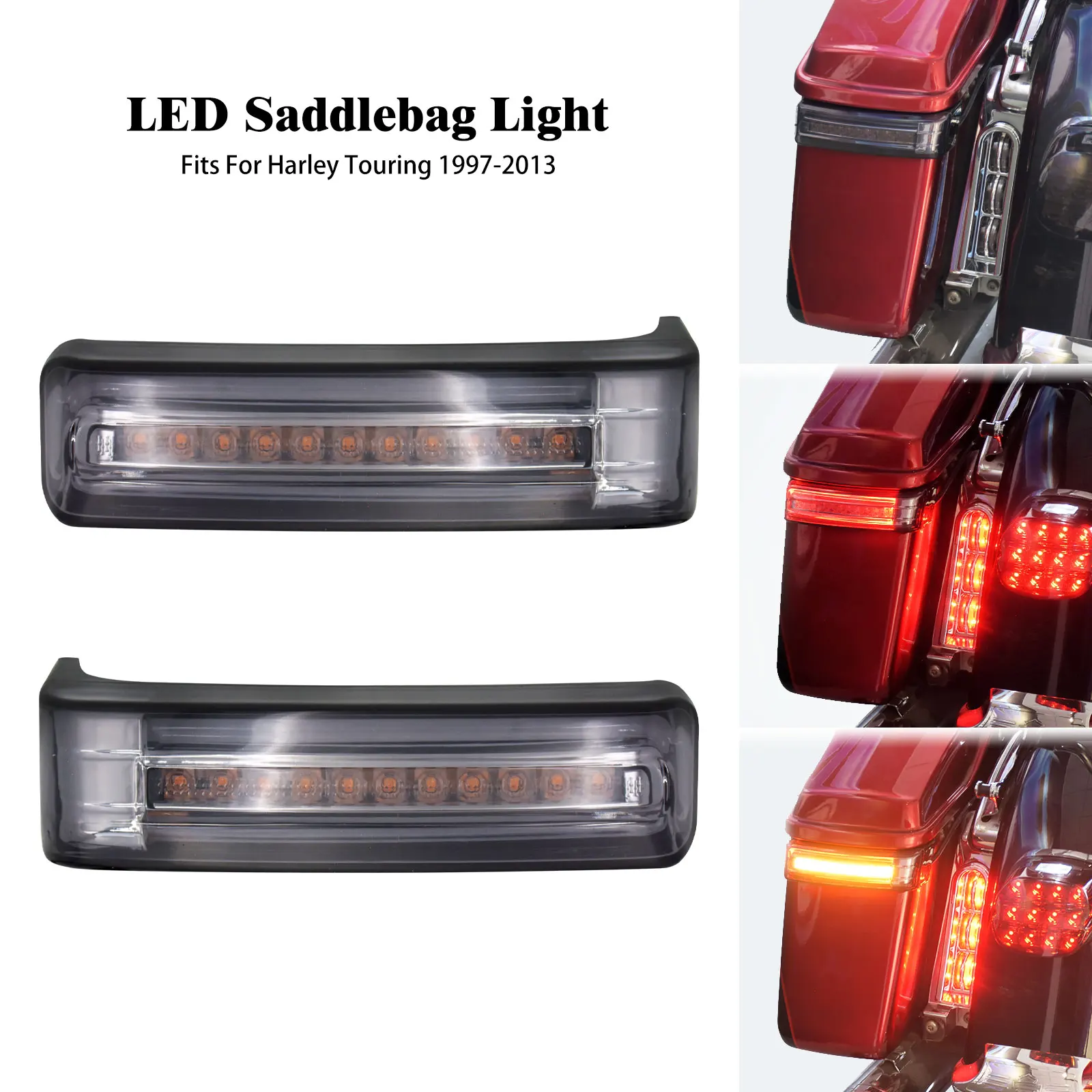 Motorcycle Saddlebag Turn Signal Lamp LED Run Brake Tail Light For Harley Touring CVO Limited Street Glide Road King 1997-2013
Motorcycle Saddlebag Turn Signal Lamp LED Run Brake Tail Light For Harley Touring CVO Limited Street Glide Road King 1997-2013