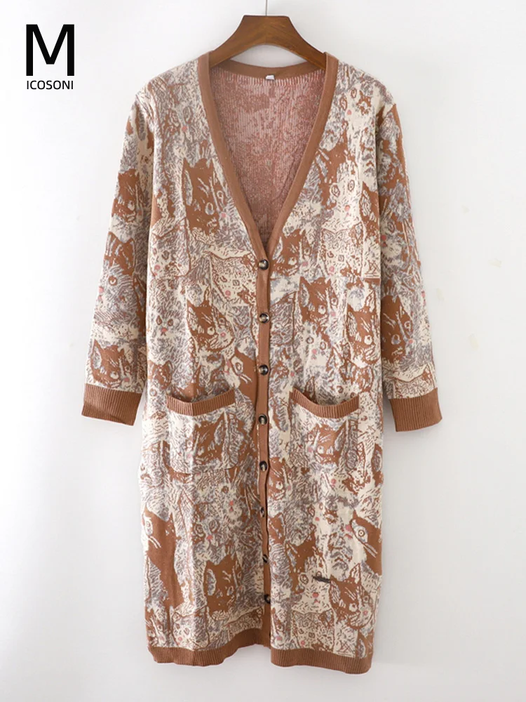 Italian Style Wool Single Breasted Cardigan V-neck Loose Soft Jacquard Long Sleeve Pocket Knitted Autumn And Winter Women's Coat
Italian Style Wool Single Breasted Cardigan V-neck Loose Soft Jacquard Long Sleeve Pocket Knitted Autumn And Winter Women's Coat