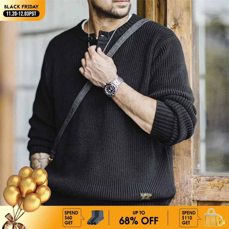 Maden Workwear American Retro Black Knitted Henley Shirt Vertical Stripe Pullover Sweater for Men Autumn and Winter
Maden Workwear American Retro Black Knitted Henley Shirt Vertical Stripe Pullover Sweater for Men Autumn and Winter