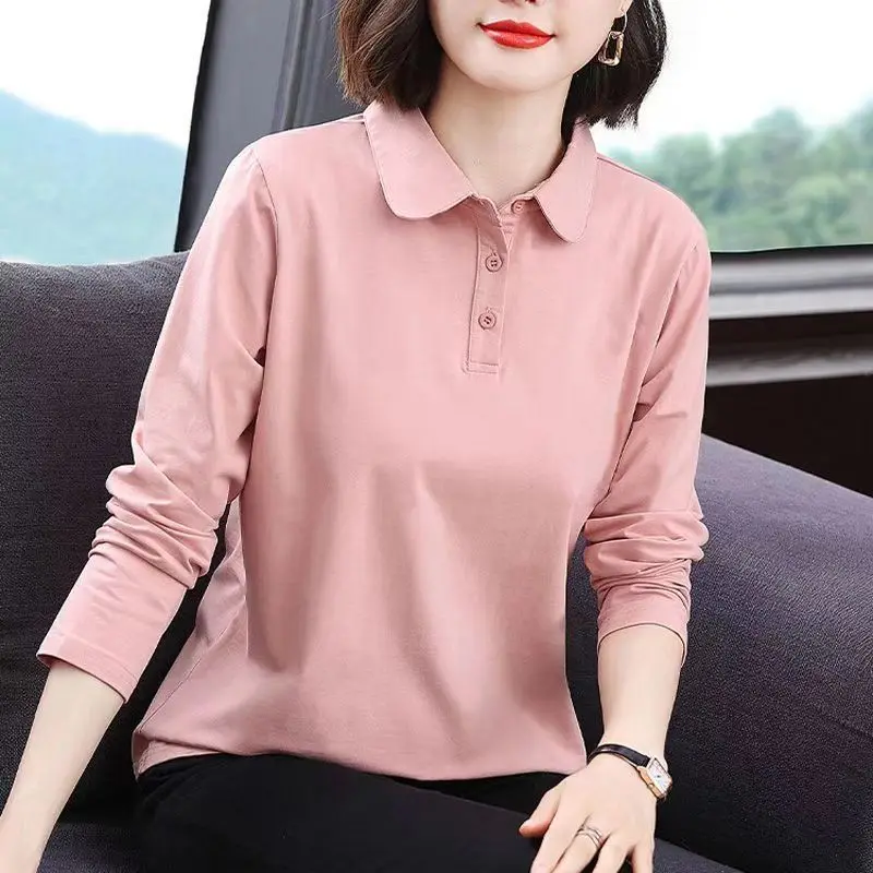 Fashionable Pure Cotton Long-sleeved T-shirt for Women Autumn New Style Casual Top Lapel Button Stitching All-match Shirt
Fashionable Pure Cotton Long-sleeved T-shirt for Women Autumn New Style Casual Top Lapel Button Stitching All-match Shirt