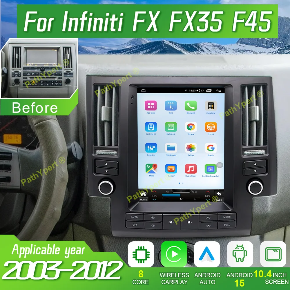 10.4''Android 15 For Infiniti FX FX35 FX45 2000-2010 Tesla Screen Multimedia Player Car Radio GPS Navigation Head Unit 4G DSP BT 
10.4''Android 15 For Infiniti FX FX35 FX45 2000-2010 Tesla Screen Multimedia Player Car Radio GPS Navigation Head Unit 4G DSP BT