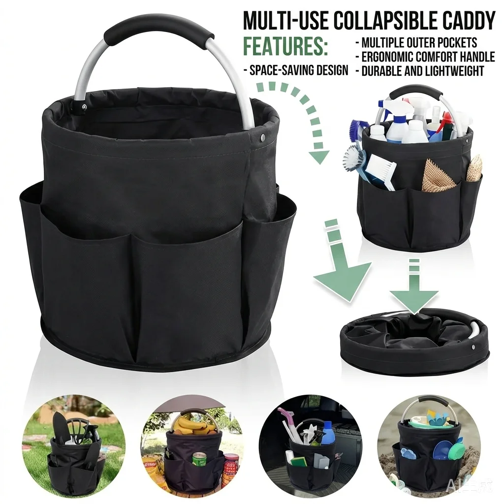 17L Large Foldable Organiser Bag, Car Wash Storage Basket, Picnic Tote & Outdoor Cleaning Tool Caddy with Handl
17L Large Foldable Organiser Bag, Car Wash Storage Basket, Picnic Tote & Outdoor Cleaning Tool Caddy with Handl
