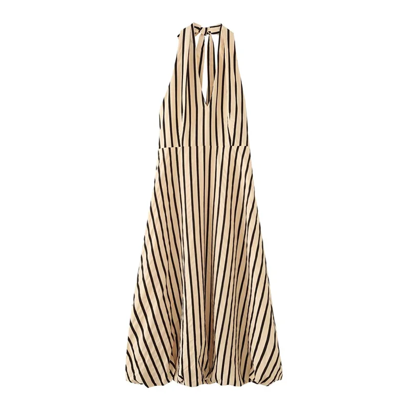 Summer Women's Sleeveless Casual Halter Neck Long Striped Dresses Vacation Beach Party Dress Elegant Banquet Evening Dress
Summer Women's Sleeveless Casual Halter Neck Long Striped Dresses Vacation Beach Party Dress Elegant Banquet Evening Dress