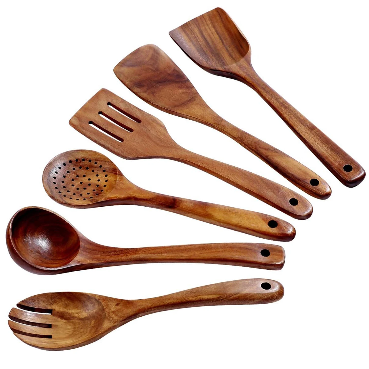 6pcs Wooden Kitchen Cooking Utensils Set, Wooden Spoons for Nonstick Pans and Cookware
6pcs Wooden Kitchen Cooking Utensils Set, Wooden Spoons for Nonstick Pans and Cookware