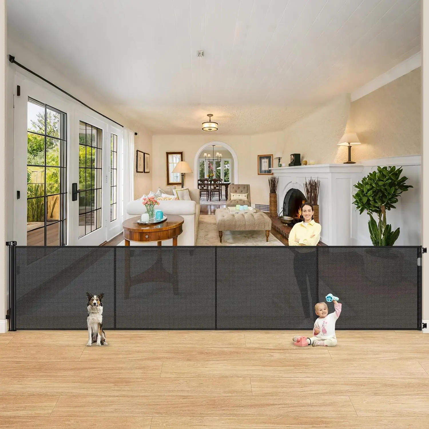 Reinforced 42" Tall Retractable Dog Gate, 200" Wide Baby Fence with Support Rods for Indoor/Outdoor Use
Reinforced 42" Tall Retractable Dog Gate, 200" Wide Baby Fence with Support Rods for Indoor/Outdoor Use