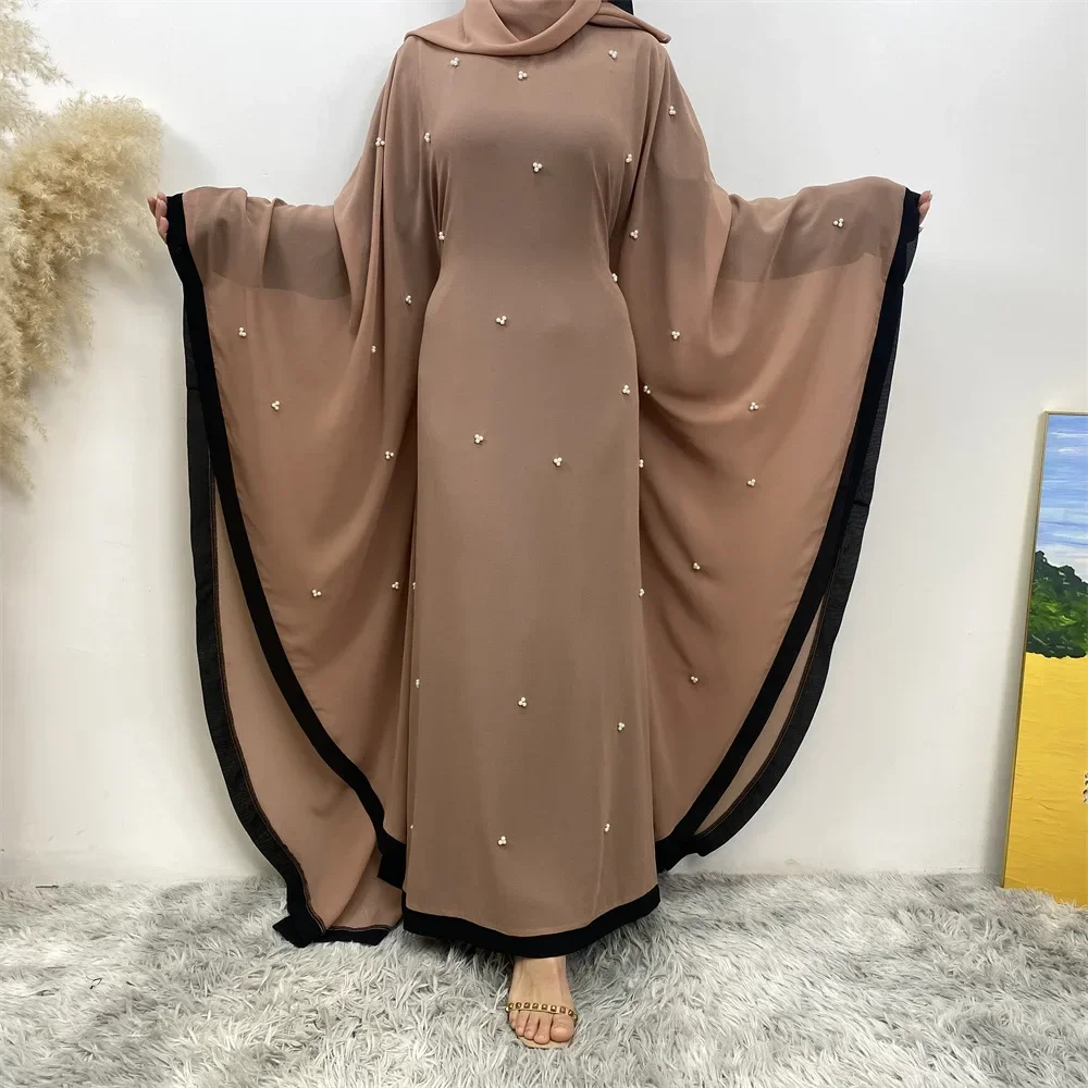 New Design Chiffon Islamic Dresses Muslim Abaya For Women Bat Sleeves Pearls Prayer Turkey Women's Clothing Ramadan Kimono Robe
New Design Chiffon Islamic Dresses Muslim Abaya For Women Bat Sleeves Pearls Prayer Turkey Women's Clothing Ramadan Kimono Robe