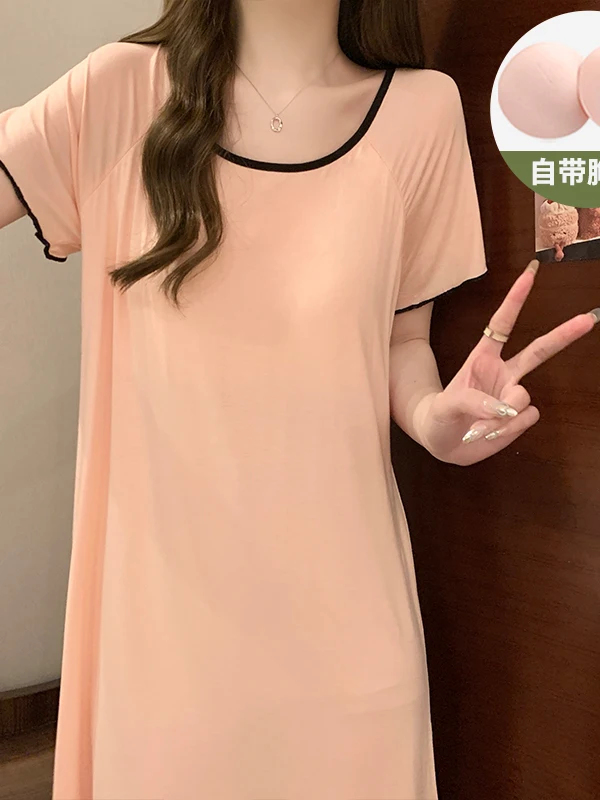 Women's Modal Ice Silk Sleepwear Short Sleeve Cooling Sensation Chest Pad One-Piece Summer Home Clothes Dress round Neck Pure...
Women's Modal Ice Silk Sleepwear Short Sleeve Cooling Sensation Chest Pad One-Piece Summer Home Clothes Dress round Neck Pure...