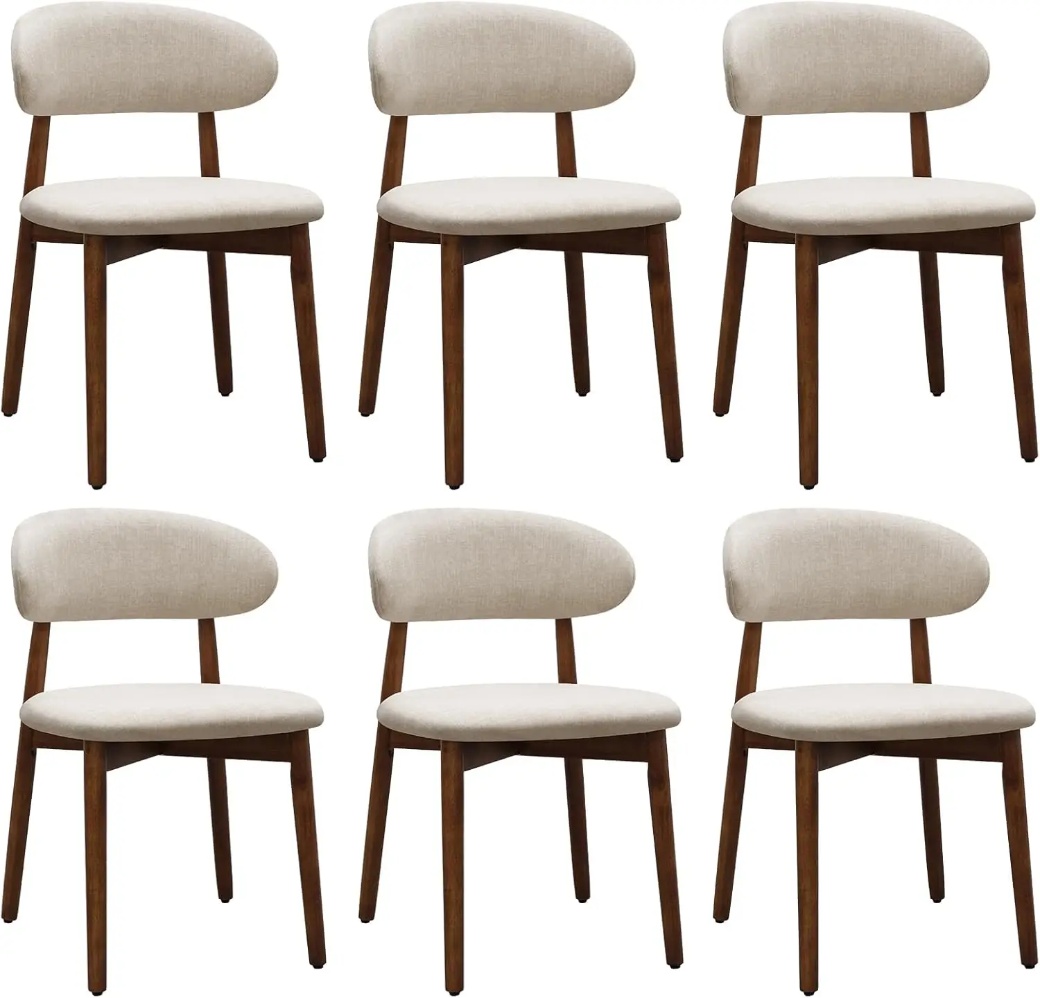 Farmhouse Dining Chairs Set of 6, Mid Century Modern Fabric Upholstered Kitchen Chairs, Wooden Dining Room Chair with Curved Bac
Farmhouse Dining Chairs Set of 6, Mid Century Modern Fabric Upholstered Kitchen Chairs, Wooden Dining Room Chair with Curved Bac