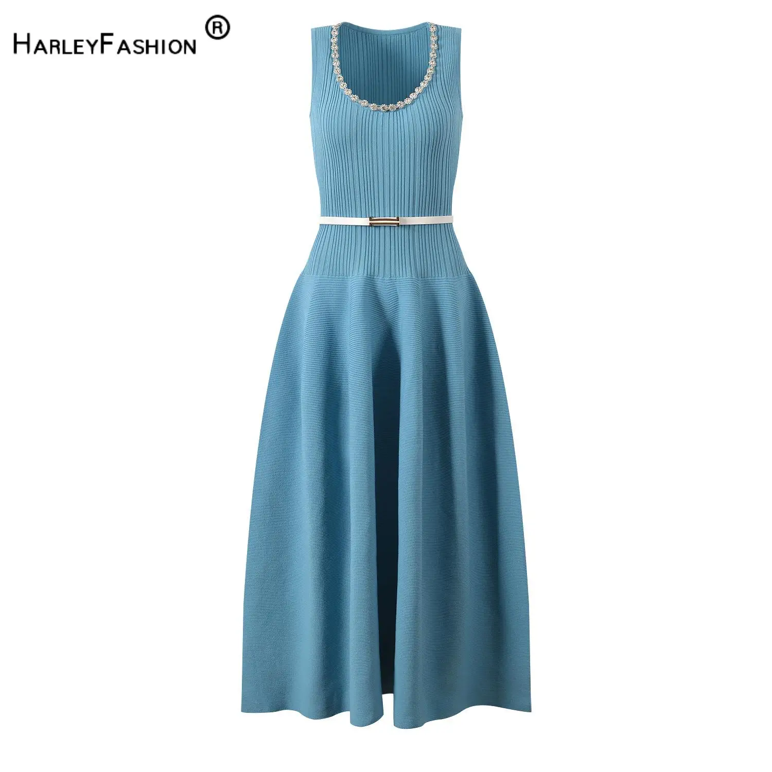2025 Autumn Winter Lady Fine Workmanship Rhinestone O-neck Sleeveless Wear Solid Knits A-line Long Dress for Women With Belt
2025 Autumn Winter Lady Fine Workmanship Rhinestone O-neck Sleeveless Wear Solid Knits A-line Long Dress for Women With Belt