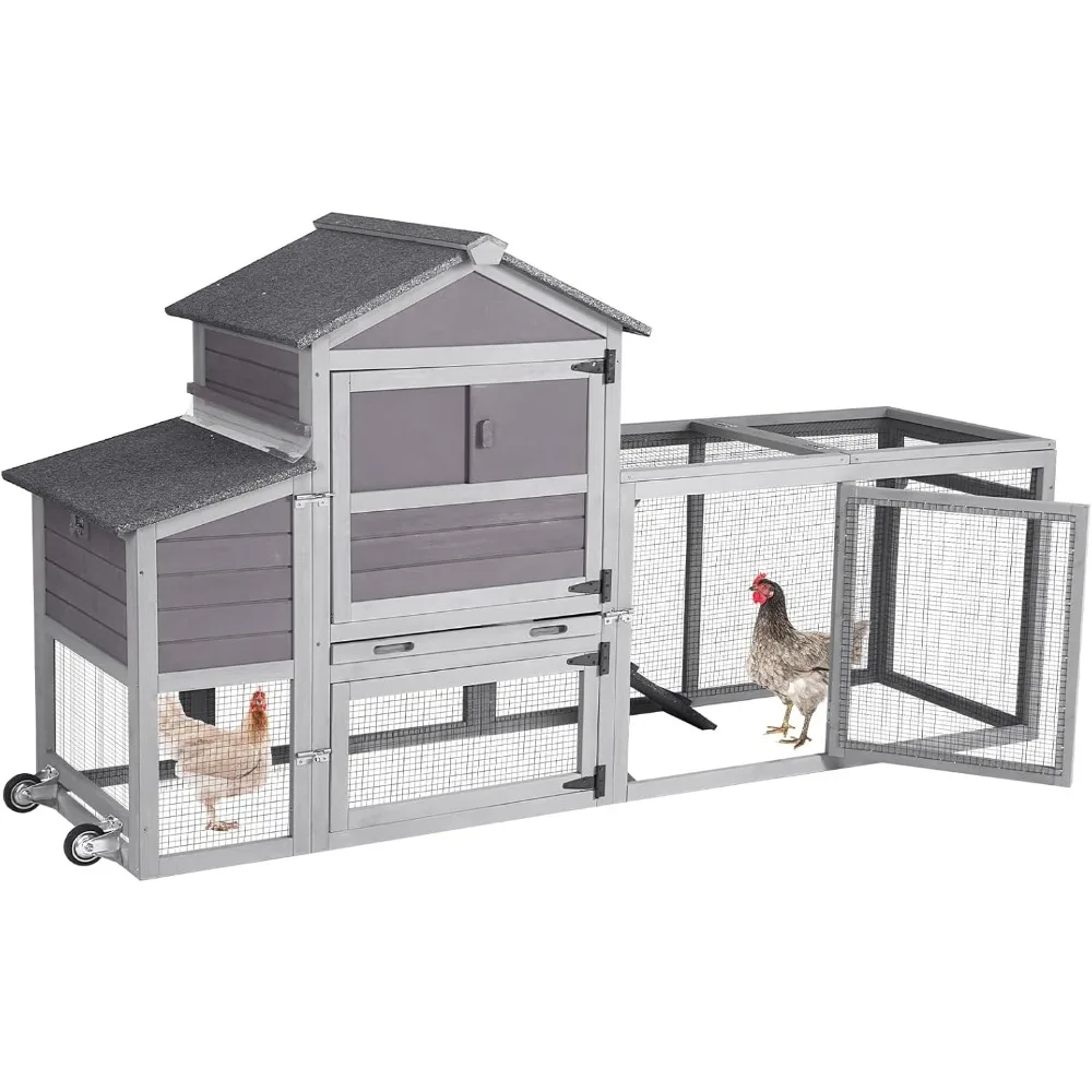 Chicken Coop Mobile Hen House On Wheels Easy to Move Wooden Poultry Cage with Nesting Box,Opening Wire Netting Roof
Chicken Coop Mobile Hen House On Wheels Easy to Move Wooden Poultry Cage with Nesting Box,Opening Wire Netting Roof