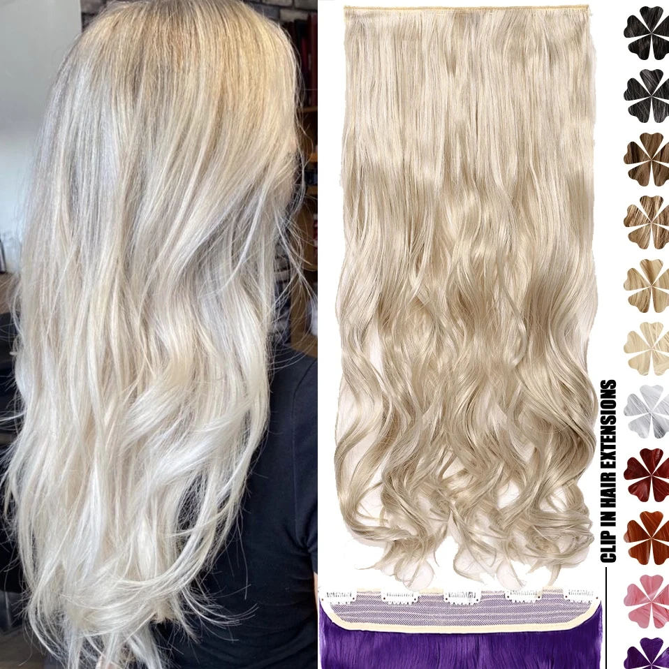 S-noilite 17-27" Synthetic Curly Wavy Clip in One Piece Hair Extensions Bleach Blonde One Piece Hairpiece Fake Hair for Women
S-noilite 17-27" Synthetic Curly Wavy Clip in One Piece Hair Extensions Bleach Blonde One Piece Hairpiece Fake Hair for Women