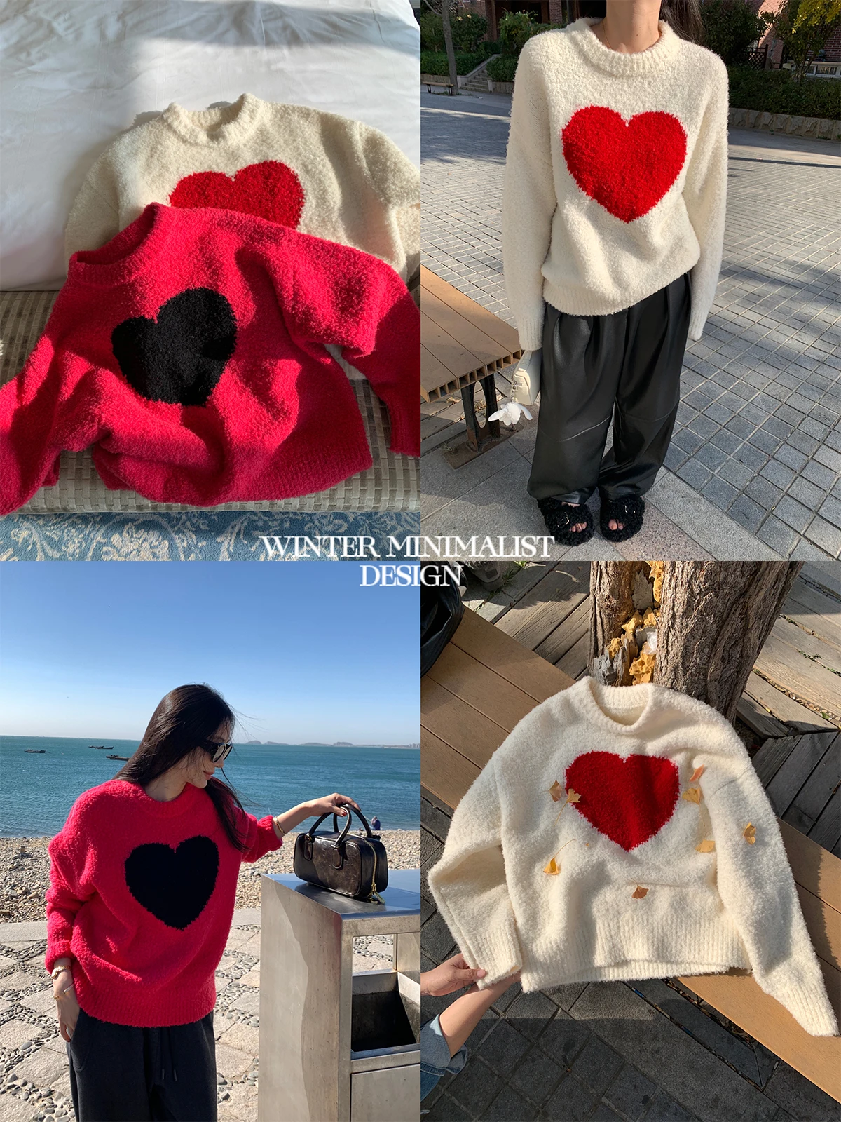 ZhouMiao Hand-Painted Color-Block Heart Wool Yarn Loose round Neck Pullover Sweater Women's Autumn Winter Comfortable Knitwear
ZhouMiao Hand-Painted Color-Block Heart Wool Yarn Loose round Neck Pullover Sweater Women's Autumn Winter Comfortable Knitwear