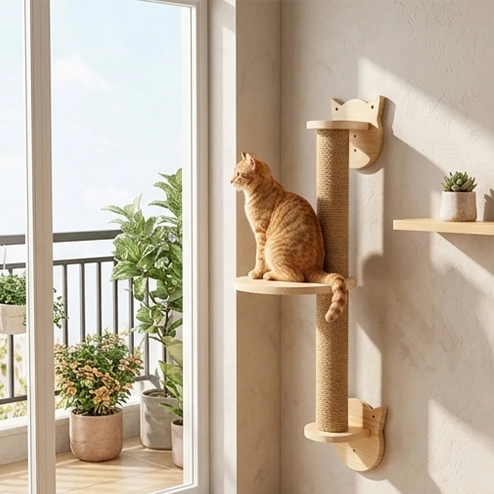 Wall Mounted Cat Wall Furniture Sisal Cat Scratching Pole with Solid Wood Perch Shelf Vertical Claw Grinder Scratcher for Cats
Wall Mounted Cat Wall Furniture Sisal Cat Scratching Pole with Solid Wood Perch Shelf Vertical Claw Grinder Scratcher for Cats