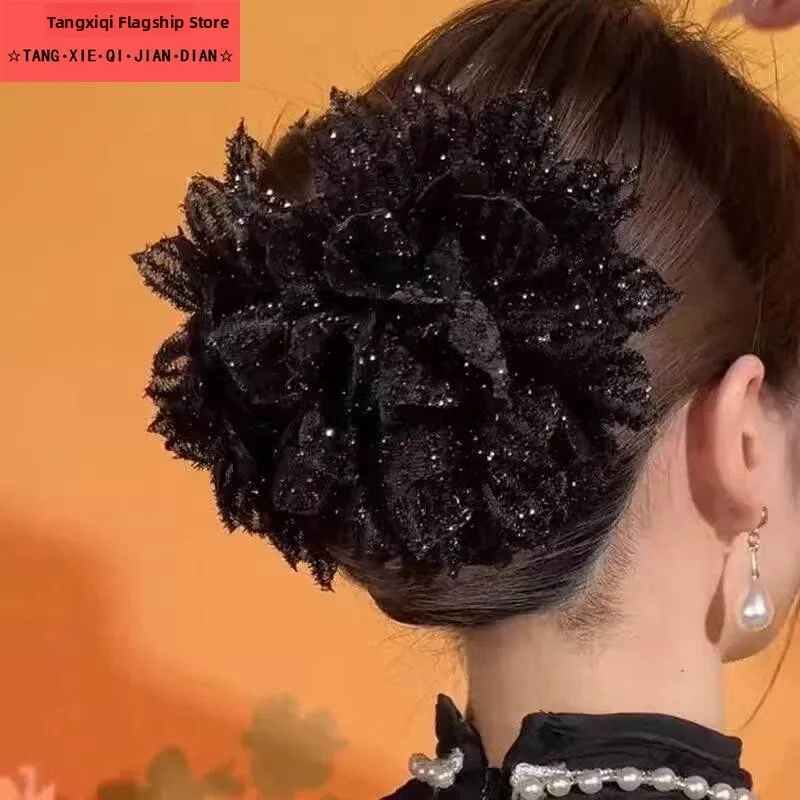 Black Mesh Flower Hair Clip High-End New Model Back of Head Shark Tail Hair Clip Headwear Elegance Hair Flower Hair Card
Black Mesh Flower Hair Clip High-End New Model Back of Head Shark Tail Hair Clip Headwear Elegance Hair Flower Hair Card