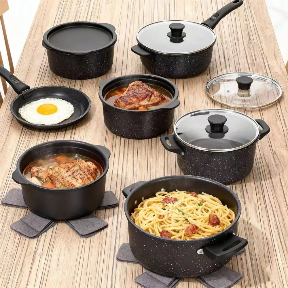Nonstick Cookware Set Induction Compatible Granite Coated Pots Pans Kit With Frying Pans, Kitchen Cookware Set With Nonstick Su
Nonstick Cookware Set Induction Compatible Granite Coated Pots Pans Kit With Frying Pans, Kitchen Cookware Set With Nonstick Su