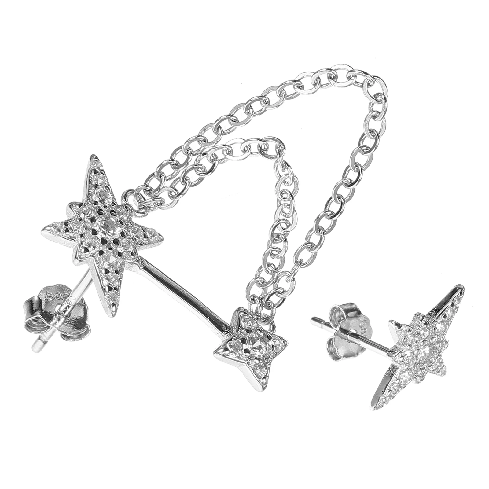 1 Pair Crystal Chain Cuff Ear Cuff Earrings Rhinestone Ear Piercing Studs Elegant Silver Push Back Studs For Women 
1 Pair Crystal Chain Cuff Ear Cuff Earrings Rhinestone Ear Piercing Studs Elegant Silver Push Back Studs For Women