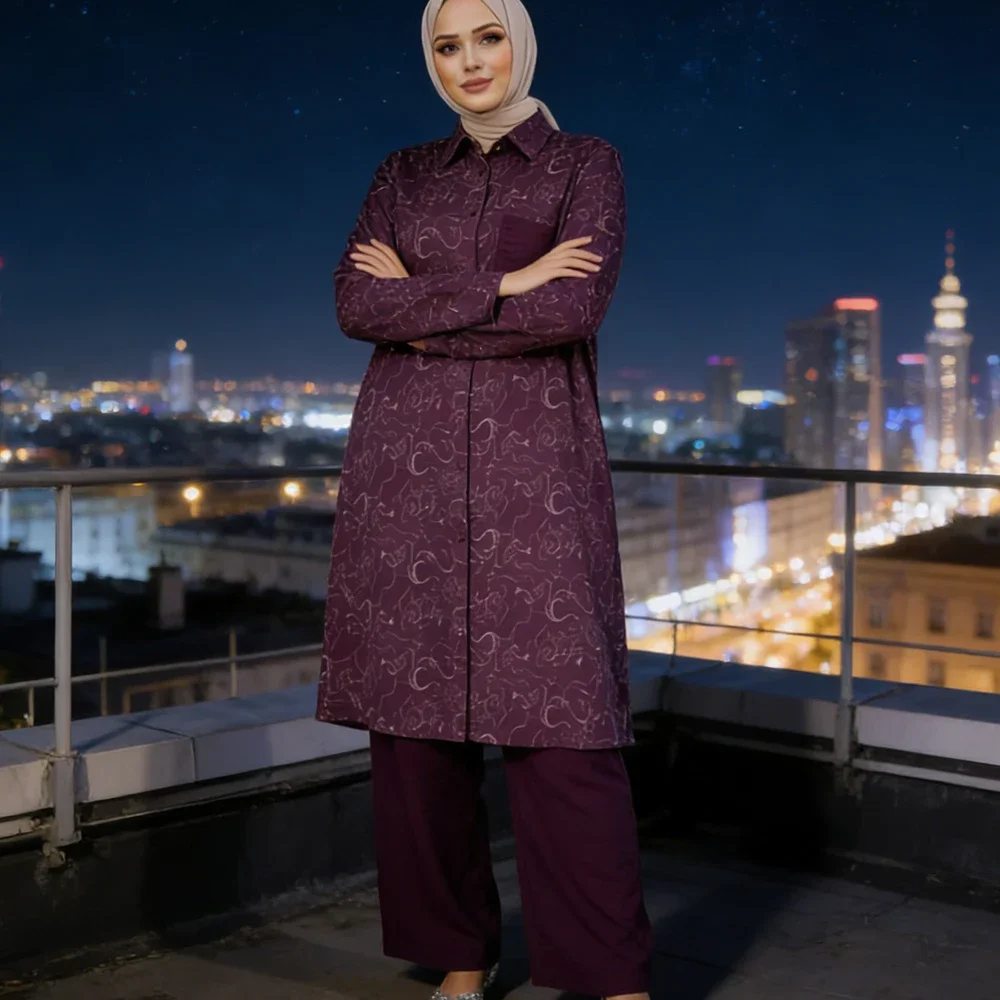 2PCS Muslim Set Women Print Long Blouse Shirt Pants Dubai Abaya Islam Clothing Turkey Outfits Tops Trousers Musulmane Ensembles
2PCS Muslim Set Women Print Long Blouse Shirt Pants Dubai Abaya Islam Clothing Turkey Outfits Tops Trousers Musulmane Ensembles