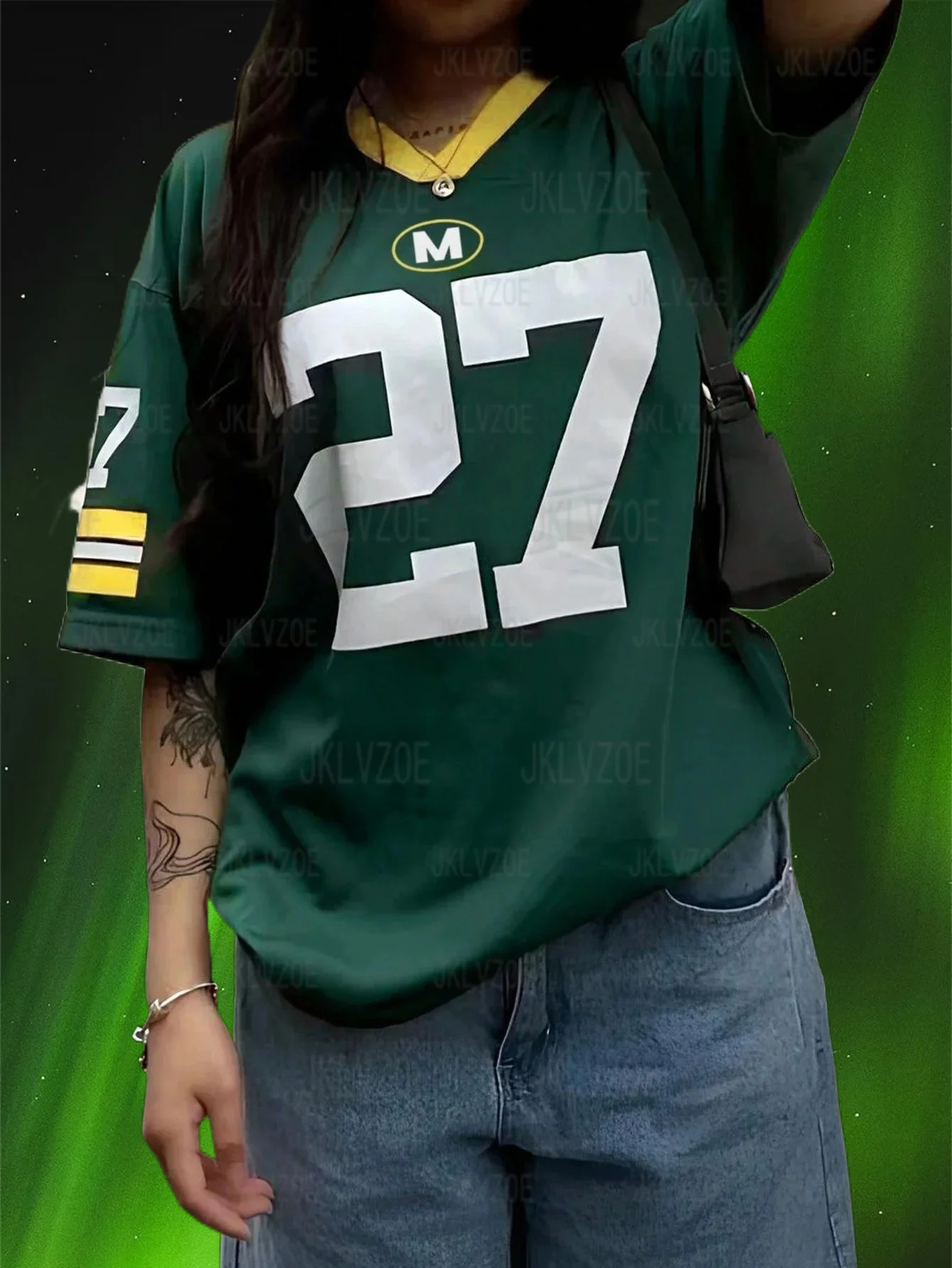 Summer Women's Tshirt No. 27 Couple Tee Breathable Football Jersey High Quanlity Tops Oversized Casual V-neck Tshirt Streetwear
Summer Women's Tshirt No. 27 Couple Tee Breathable Football Jersey High Quanlity Tops Oversized Casual V-neck Tshirt Streetwear
