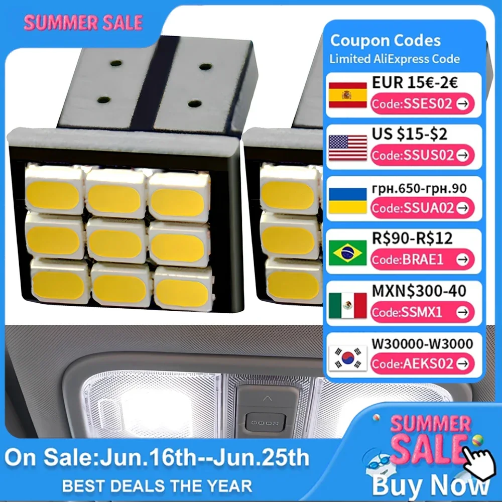 2Pcs Car Led T10 W5W 1206 9smd Auto Marker Bulb Interior Domes Clearance Light LED 12V DC Parking Lights Side Bulbs Reading Lamp
2Pcs Car Led T10 W5W 1206 9smd Auto Marker Bulb Interior Domes Clearance Light LED 12V DC Parking Lights Side Bulbs Reading Lamp