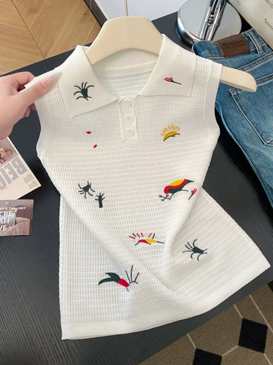 White Knitted oulder Ne Svel Vest Women's Summer Outerwear Advanced Sense Commute Sle Korean Fit Embroidered...
White Knitted oulder Ne Svel Vest Women's Summer Outerwear Advanced Sense Commute Sle Korean Fit Embroidered...