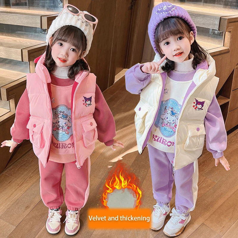 Sanrios Children Kuromi Hoodie Suit Vest Three Piece Set Anime Winter Keep Warm Sequins Comfortable Sports Cardigan Kids Kawaii
Sanrios Children Kuromi Hoodie Suit Vest Three Piece Set Anime Winter Keep Warm Sequins Comfortable Sports Cardigan Kids Kawaii
