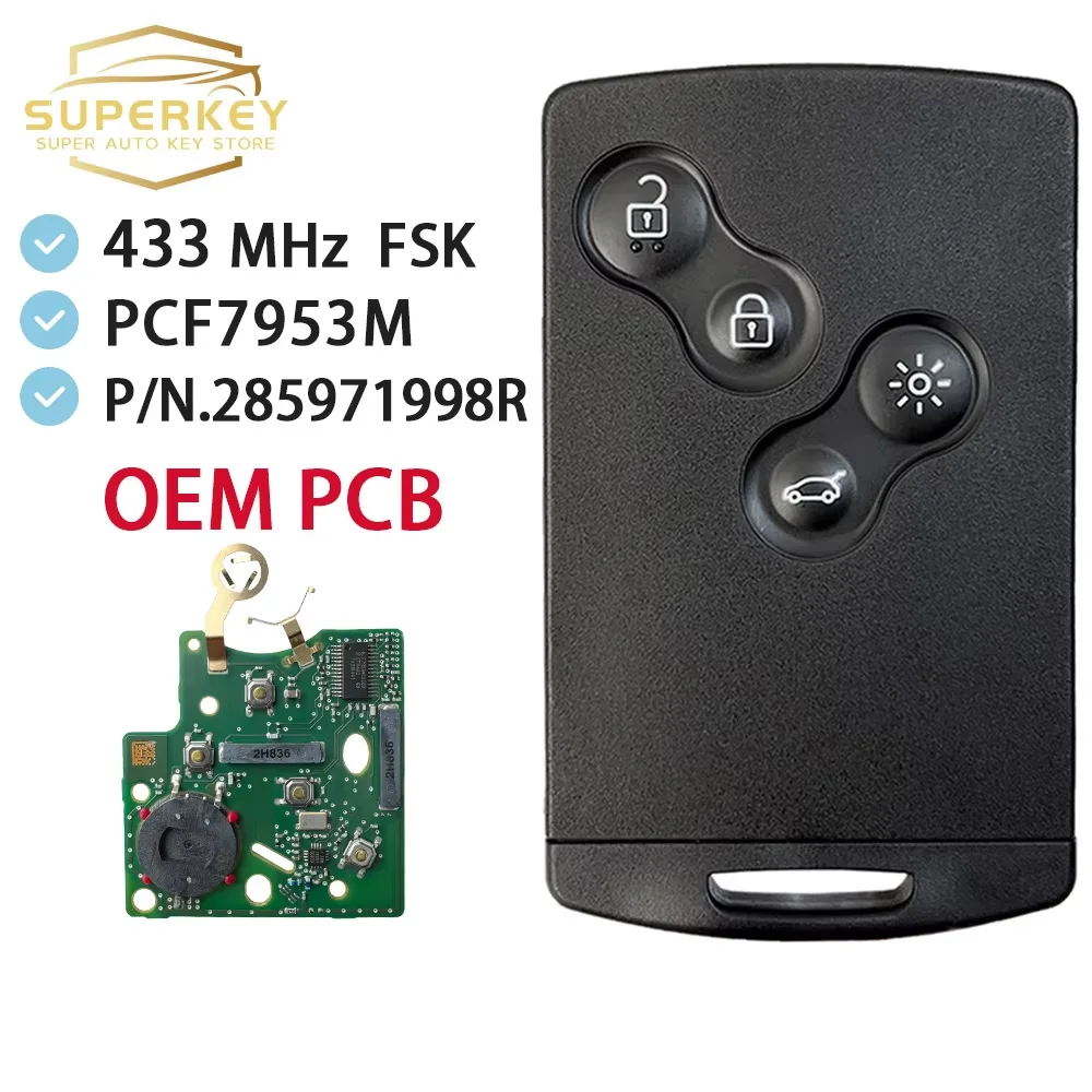 Оригинальная OEM печатная плата SUPERKEY для Renault Clio IV Captur 2009-2017 Smart Key без ключа PCF7953M 4A чип 433 МГц P/N: 285971998 Р
Оригинальная OEM печатная плата SUPERKEY для Renault Clio IV Captur 2009-2017 Smart Key без ключа PCF7953M 4A чип 433 МГц P/N: 285971998 Р