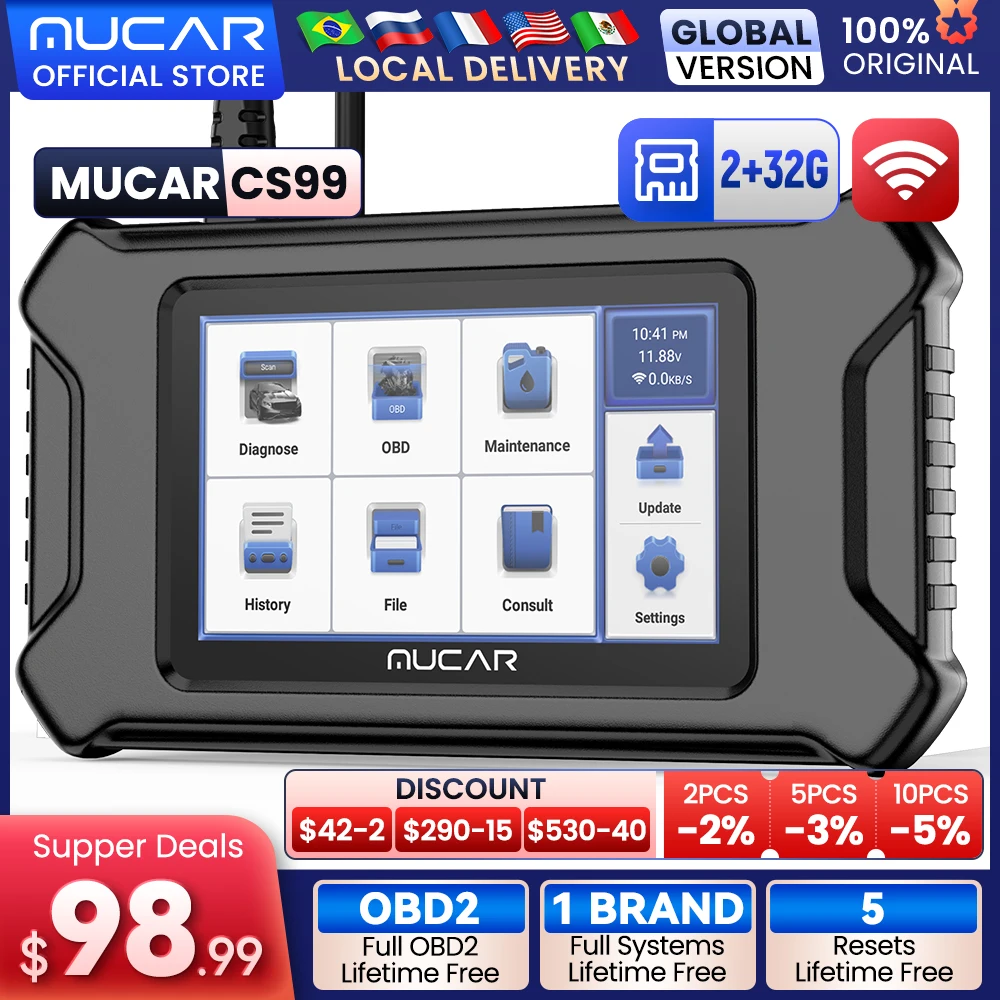 Диагностические инструменты MUCAR CS99 Obd2, Полная диагностика автомобиля, устройство для считывания кодов Obd 2, для самостоятельной сборки
Диагностические инструменты MUCAR CS99 Obd2, Полная диагностика автомобиля, устройство для считывания кодов Obd 2, для самостоятельной сборки
