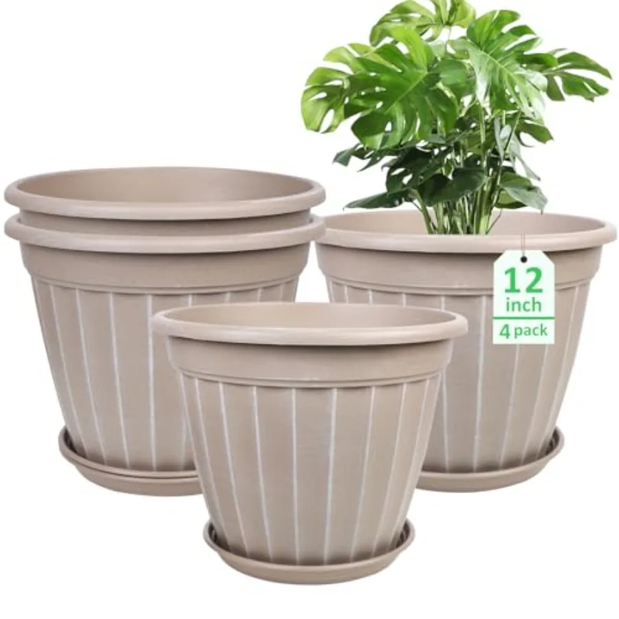12 Inch Pots for Plants4 Pack Tall Planters Large Flower Pots with Drainage Hole and Saucer Decorative Outdoor Planter for Plan
12 Inch Pots for Plants4 Pack Tall Planters Large Flower Pots with Drainage Hole and Saucer Decorative Outdoor Planter for Plan