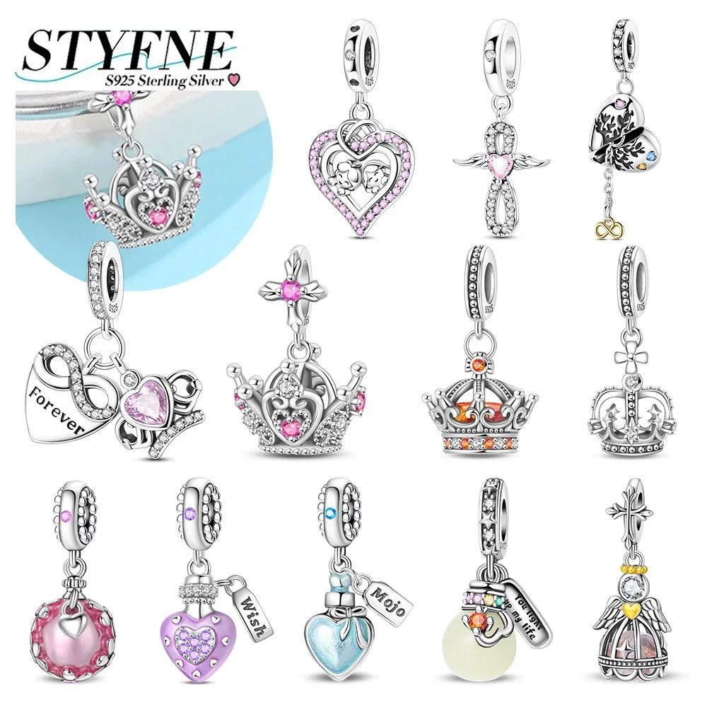 925 Sterling Silver Zircon Princess Crown Wishing Bottle Charms Pendants Fit Bracelets Necklaces DIY Fine Jewelry Making
925 Sterling Silver Zircon Princess Crown Wishing Bottle Charms Pendants Fit Bracelets Necklaces DIY Fine Jewelry Making