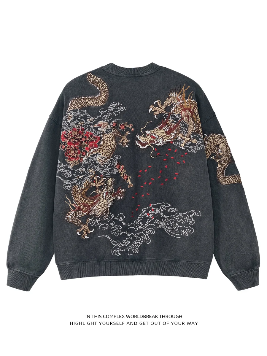Waed Retro Dragon Embroidery Cotton Sweatirt round Ne ex Casual Wear Long Sve Youth Faion Spring Autumn
Waed Retro Dragon Embroidery Cotton Sweatirt round Ne ex Casual Wear Long Sve Youth Faion Spring Autumn