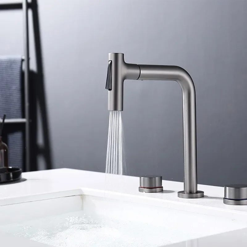 All copper, split, three-hole, pull-out, two-function, basin, water dragon, hotel, household, engineering
All copper, split, three-hole, pull-out, two-function, basin, water dragon, hotel, household, engineering