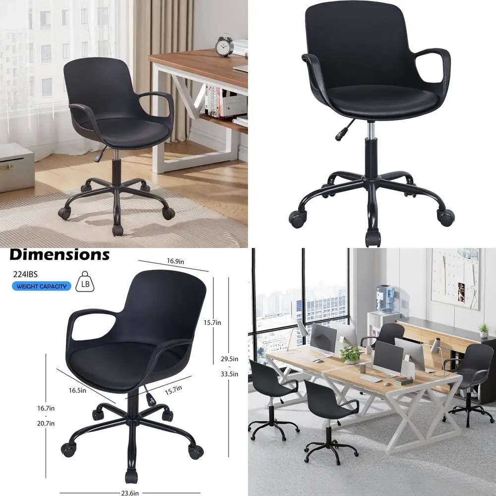 Эргономичное поворотное офисное кресло с регулируемой высотой и подлокотниками для работы за компьютером дома, черное
Эргономичное поворотное офисное кресло с регулируемой высотой и подлокотниками для работы за компьютером дома, черное