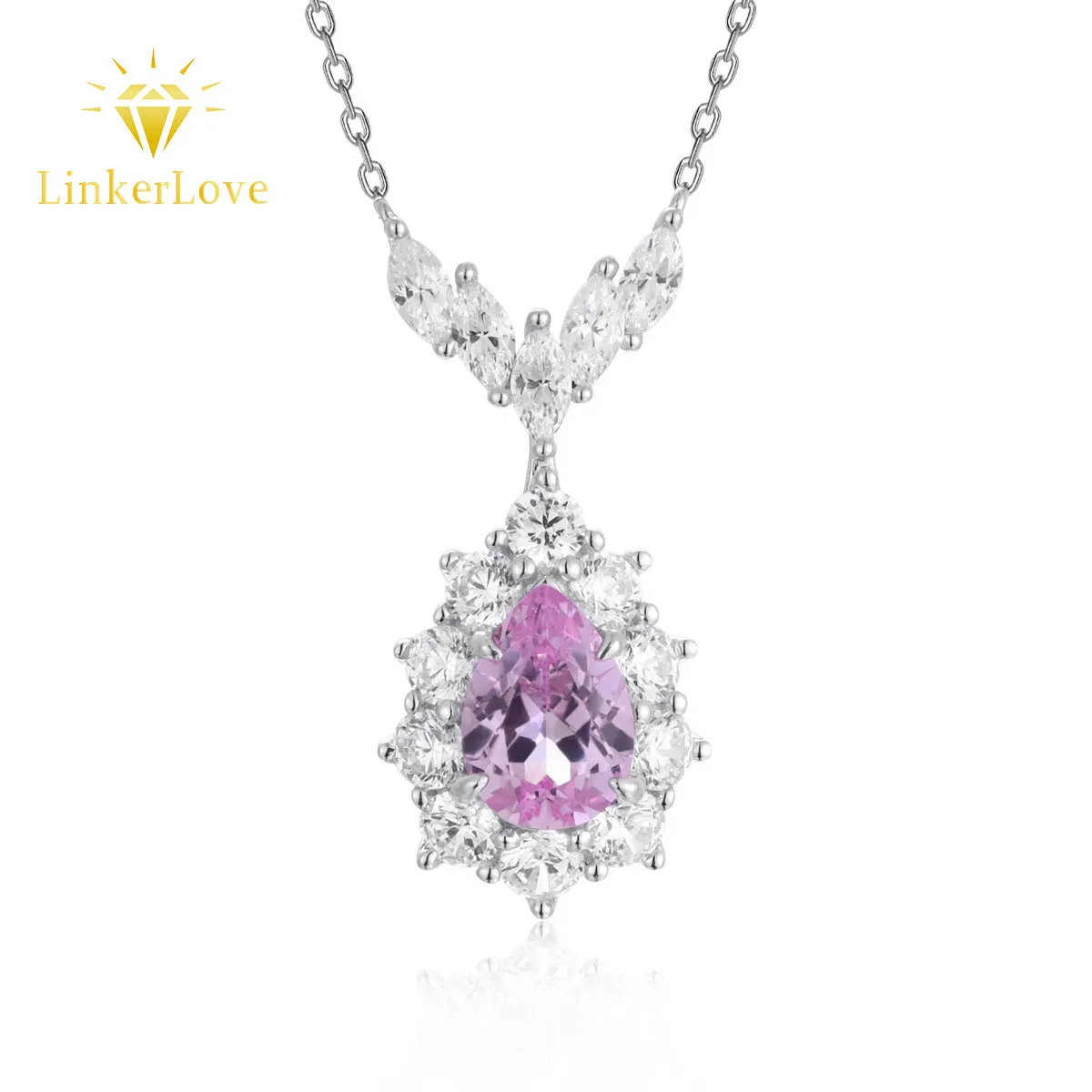 LinkerLove S925 Silver 3CT Pear Cut Pink Morganite Pendant Necklace with Halo Gemstone Luxury Jewelry for Women Wedding Party
LinkerLove S925 Silver 3CT Pear Cut Pink Morganite Pendant Necklace with Halo Gemstone Luxury Jewelry for Women Wedding Party