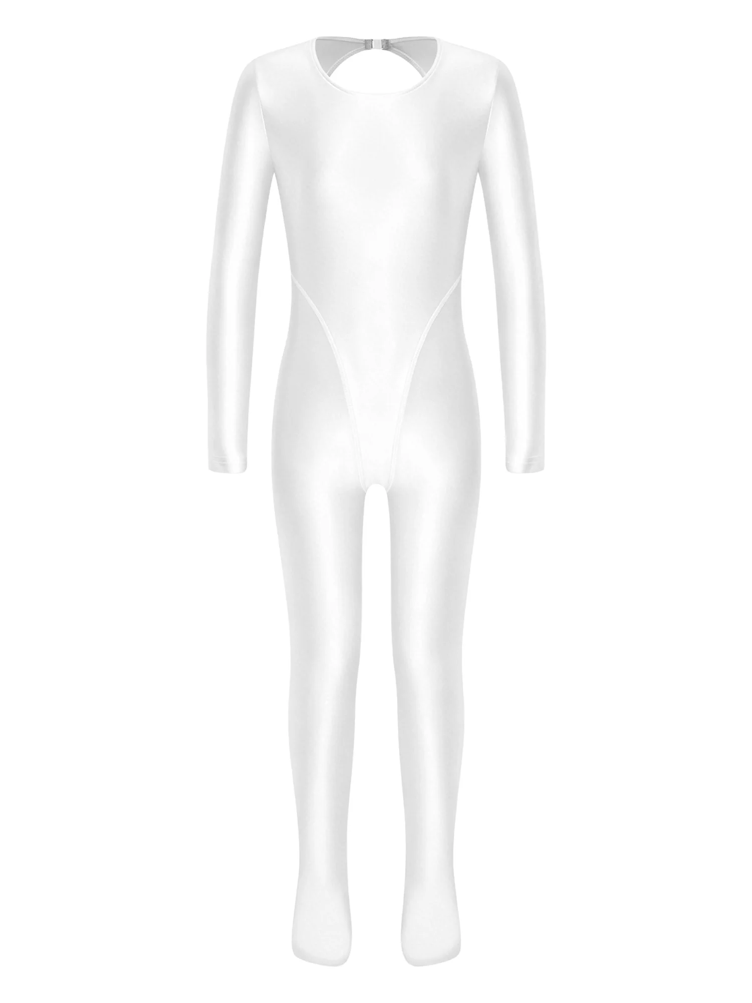 Kids Footed Glossy Jumpsuit Long Sleeve Keyhole Back Sparkly Stretchy for Gymnastics Dance Training Stage Performance
Kids Footed Glossy Jumpsuit Long Sleeve Keyhole Back Sparkly Stretchy for Gymnastics Dance Training Stage Performance