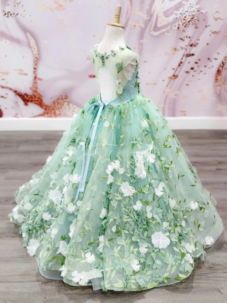 Fairy Green Flower Girl Dress Sleeveless A-Line Floor Length Dresses Girls Gorgeous Bridesmaid Birthday Party Gowns Customized
Fairy Green Flower Girl Dress Sleeveless A-Line Floor Length Dresses Girls Gorgeous Bridesmaid Birthday Party Gowns Customized