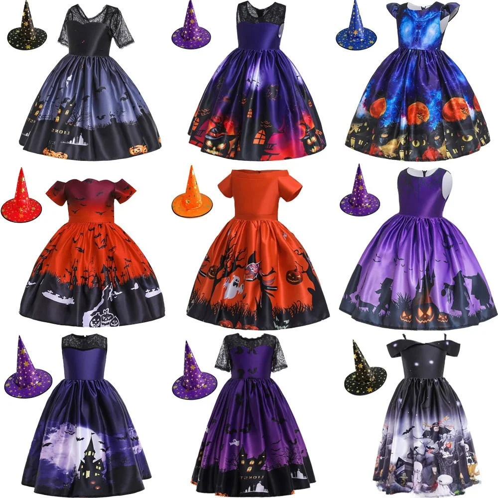Children's Retro Cartoon Print Dress with Hat Halloween Role-playing Witch Pumpkin Performance Costume Polyester Fiber 100%
Children's Retro Cartoon Print Dress with Hat Halloween Role-playing Witch Pumpkin Performance Costume Polyester Fiber 100%