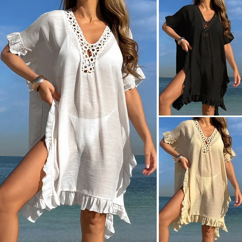 New Hollow Out Crochet Collar Floral Lace Loose Comfortable Sun Protection Beach Vacation Casual Cover Up Dress
New Hollow Out Crochet Collar Floral Lace Loose Comfortable Sun Protection Beach Vacation Casual Cover Up Dress