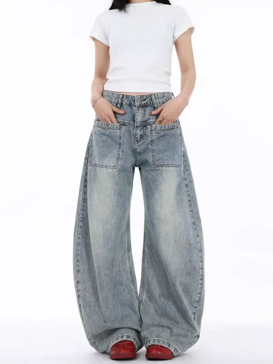 Blue Womens Jeans High Waist Vintage Straight Summer Y2K Classic Denim Pants Streetwear American Wide Leg Baggy Denim Trouser
Blue Womens Jeans High Waist Vintage Straight Summer Y2K Classic Denim Pants Streetwear American Wide Leg Baggy Denim Trouser