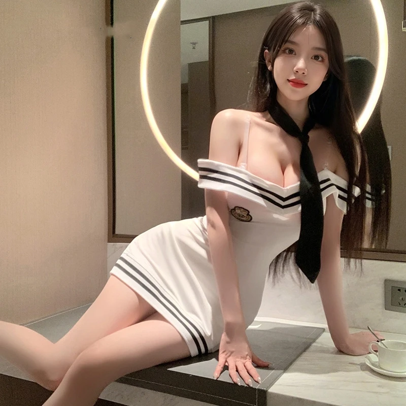 Lingerie Feminine Touch One-shoulder Strapless Lace-up Cutout Body-hugging Skirt College-style Navy Uniform
Lingerie Feminine Touch One-shoulder Strapless Lace-up Cutout Body-hugging Skirt College-style Navy Uniform