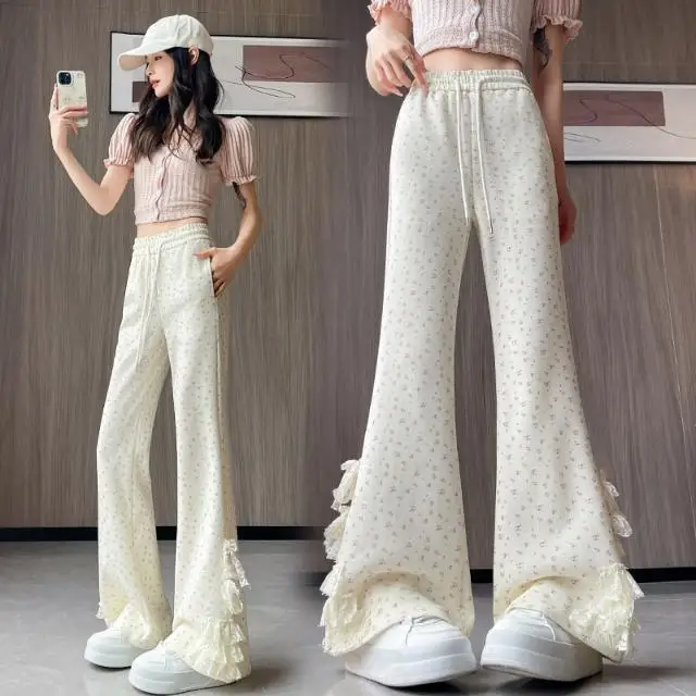 Japan Lace Bow Floral Floral Casual Pants For Women'S Summer 2025 New Style High Loose Straight Walk Pants
Japan Lace Bow Floral Floral Casual Pants For Women'S Summer 2025 New Style High Loose Straight Walk Pants