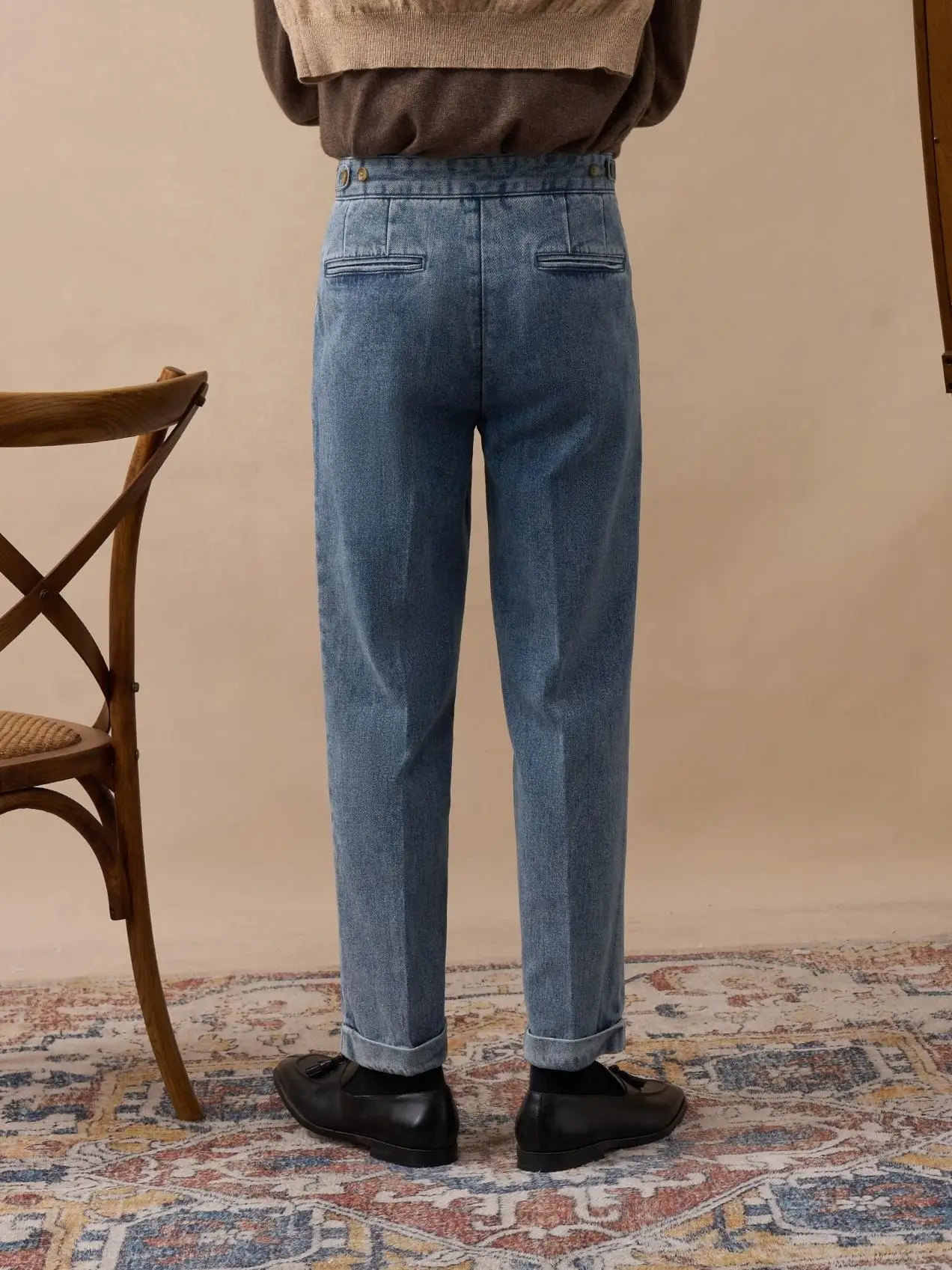 Briti Sle High Waist Men's Neapolitan Jeans Cuffed Straight Leg Drapey Fabric Casual Trousers for Teenagers And Adults
Briti Sle High Waist Men's Neapolitan Jeans Cuffed Straight Leg Drapey Fabric Casual Trousers for Teenagers And Adults