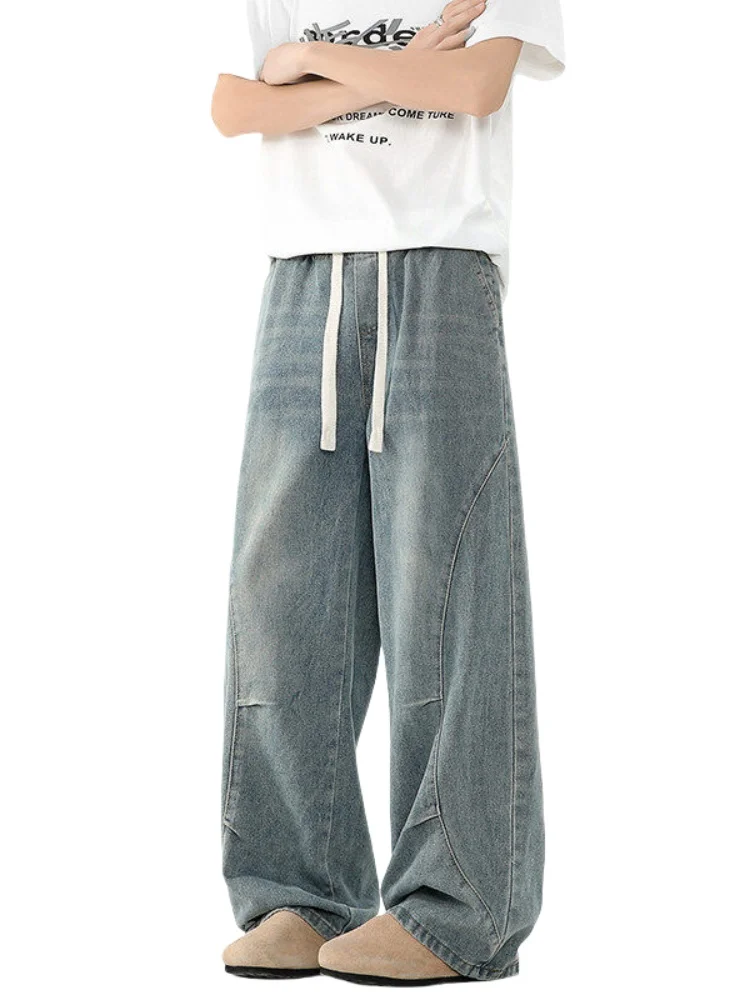 Waed American High Street Men's Jeans Spring Autumn Pleated Splicing Design Loose Straight Long Trousers Wear Resistant
Waed American High Street Men's Jeans Spring Autumn Pleated Splicing Design Loose Straight Long Trousers Wear Resistant