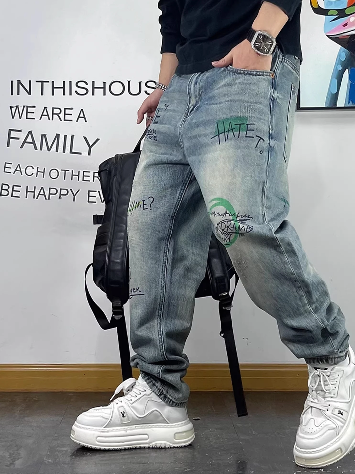 Retro Waed Loose Men's Jeans American Trendy Brand Spring Autumn New Sle Letter Print Casual Pants for Young Men
Retro Waed Loose Men's Jeans American Trendy Brand Spring Autumn New Sle Letter Print Casual Pants for Young Men